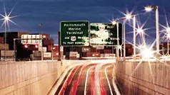 Highway with digital tolling system at night